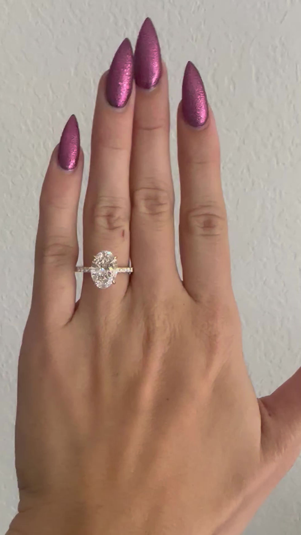 Thumbnail: 2.86 carat G VVS2 oval lab diamond on a pavé band with hidden halo 