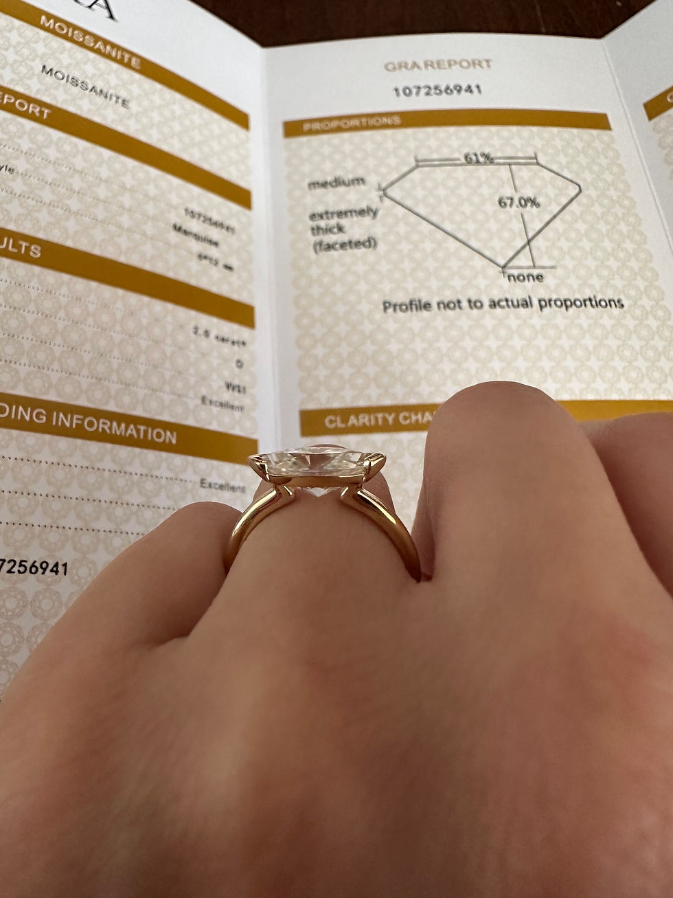 Thumbnail: 2 carat east west marquise half bezel in 14k yellow gold 