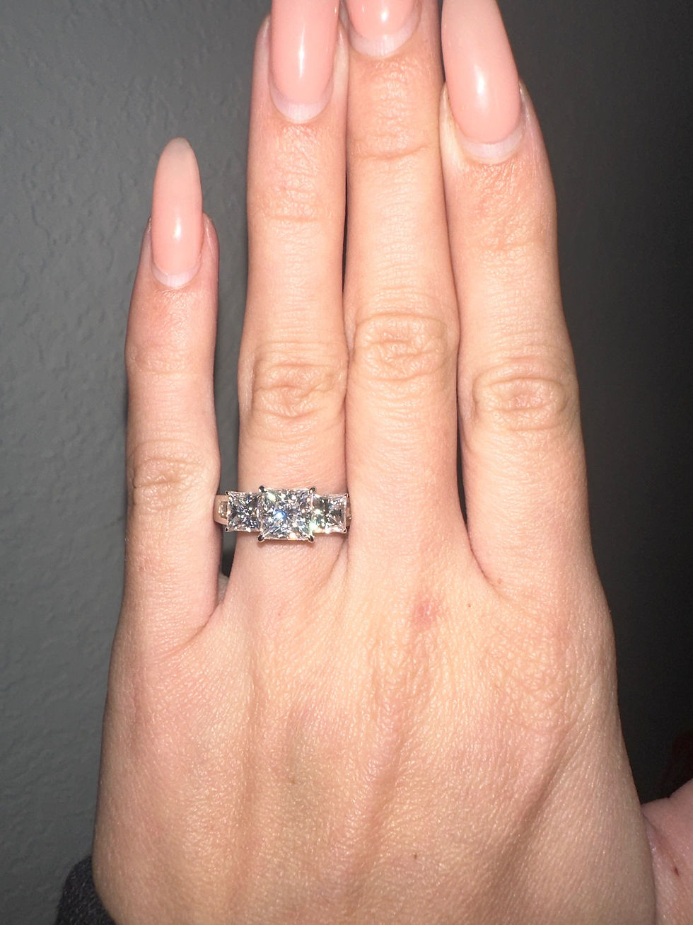 Thumbnail: 3.1 CTW princess cut 5 stone ring 14k white 