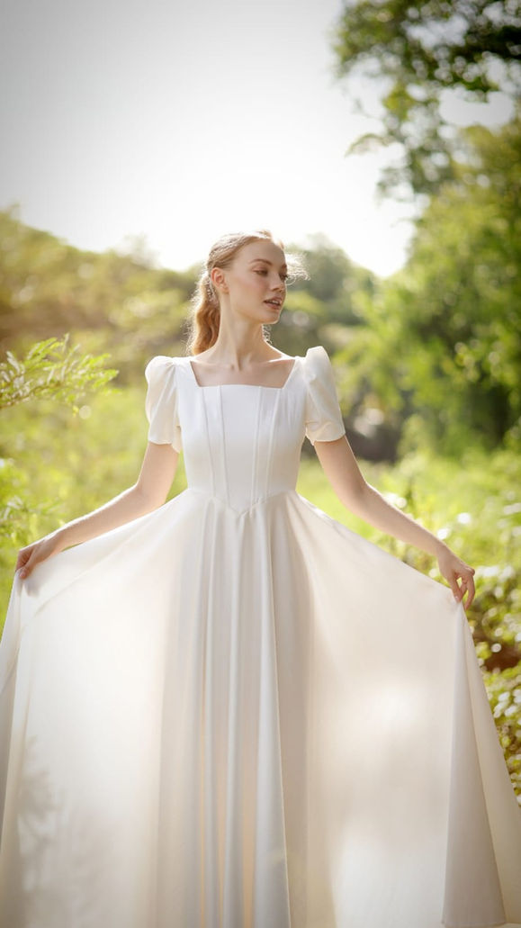 שמלות כלה צנועות מסאטן