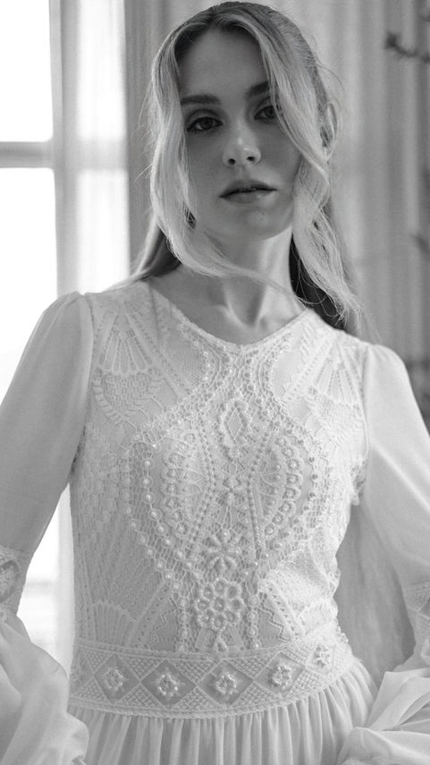 שמלת כלה צנועה בוהו שיק