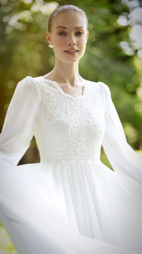 שמלת כלה צנועה בוהו שיק