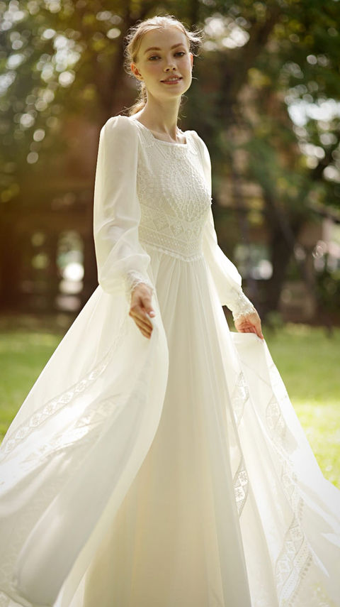 שמלת כלה צנועה בוהו שיק