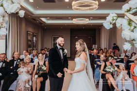 bride and groom during ceremony at rookery hall