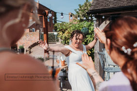 bride dancing outside