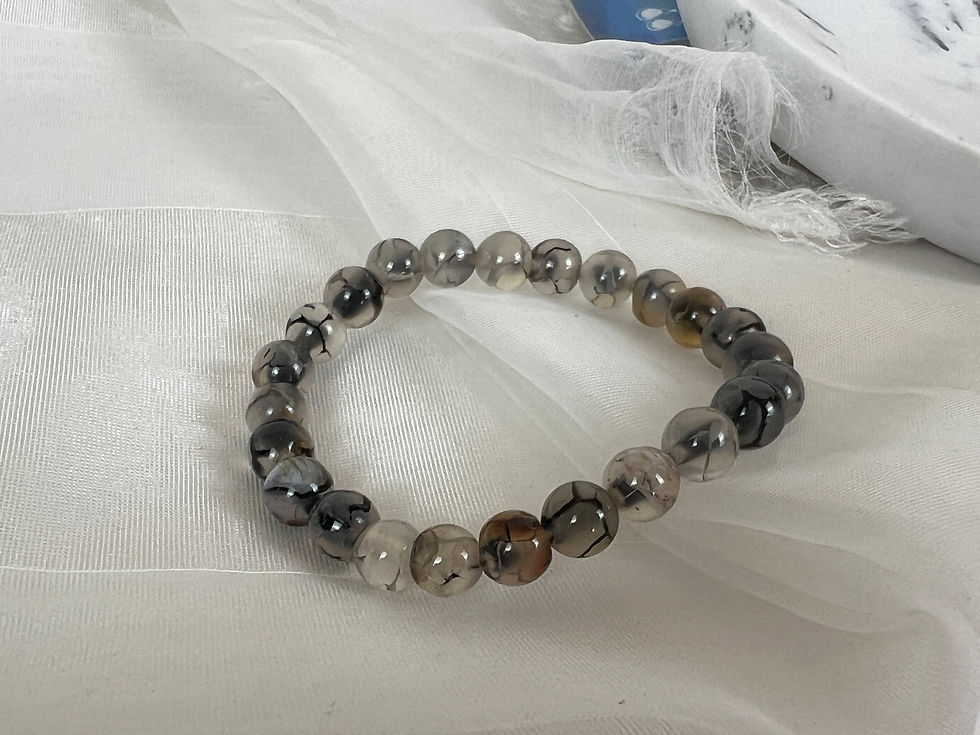 Thumbnail: Handmade Natural Dragon Vein Agate Gemstone Bracelet