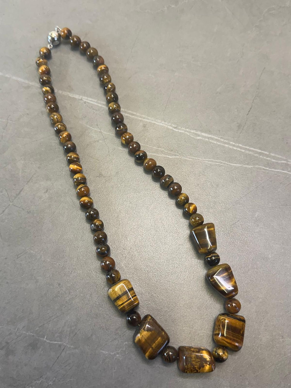Thumbnail: Natural Chunky Tigers Eye Gemstone Necklace