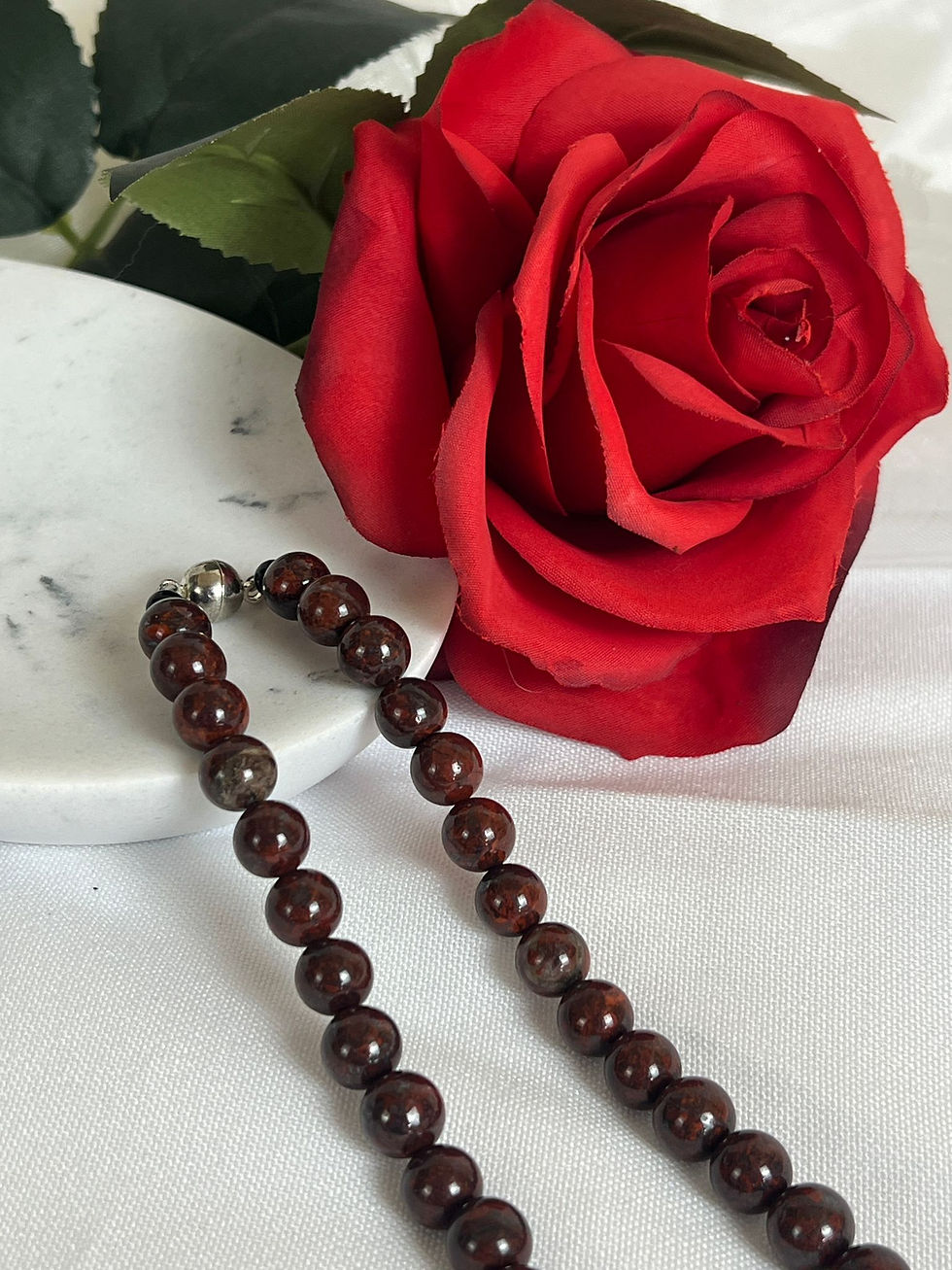 Thumbnail: Natural Red Jasper Bead Necklace 