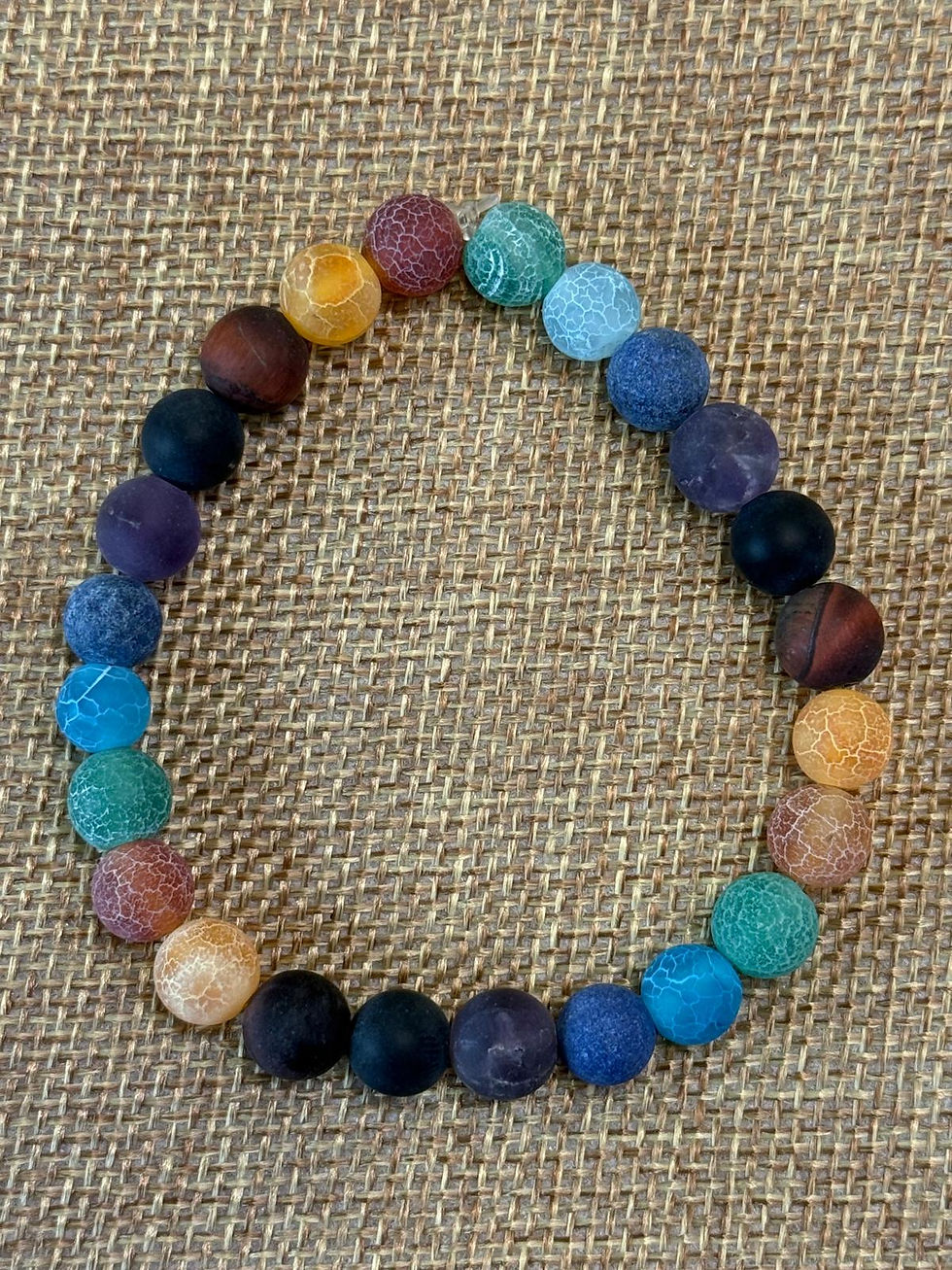 Thumbnail: Handmade Natural semi-precious Gemstone Bracelet with Multicoloured Round Beads