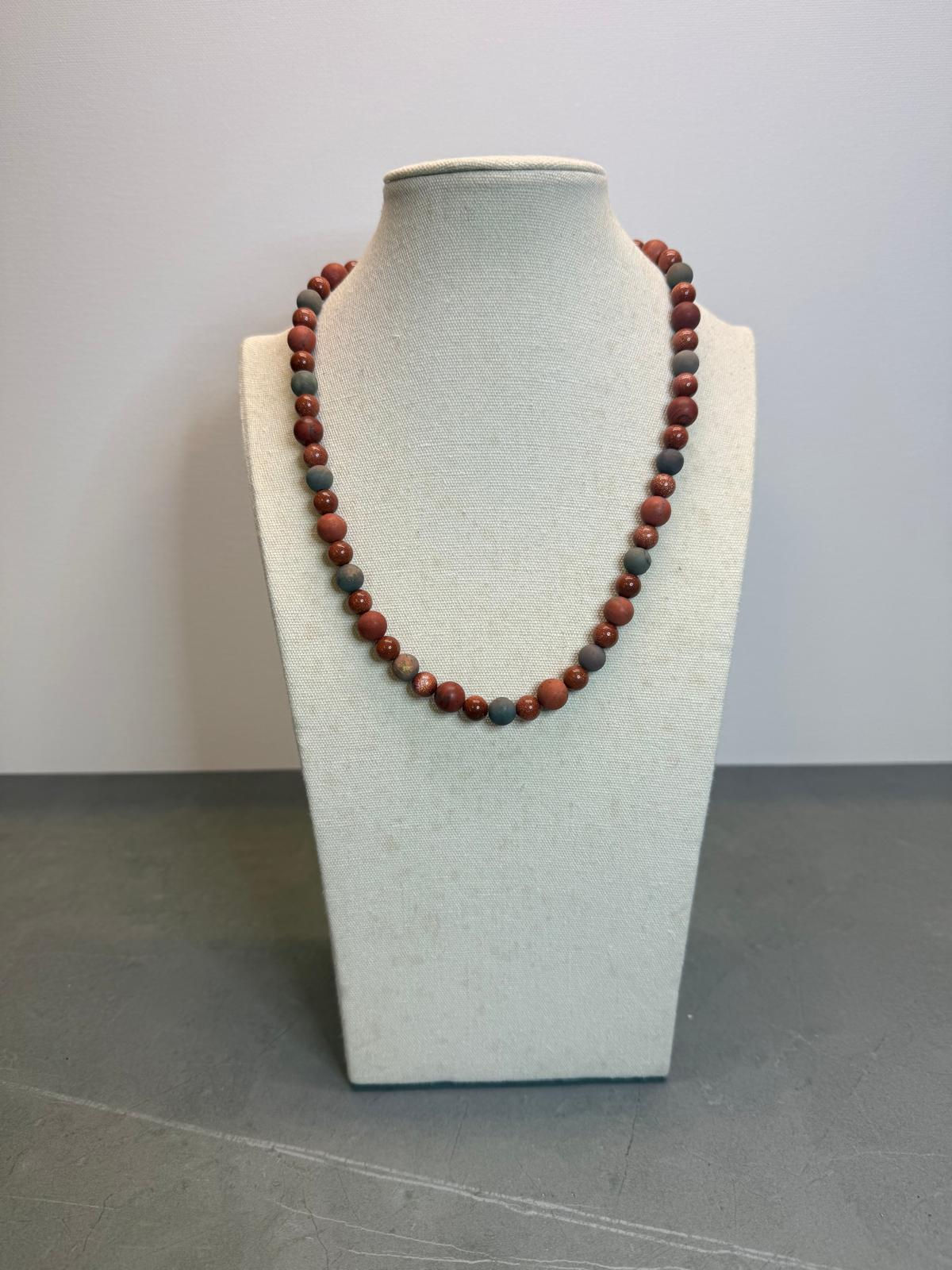 Natural Sandstone & Jasper Bead Necklace