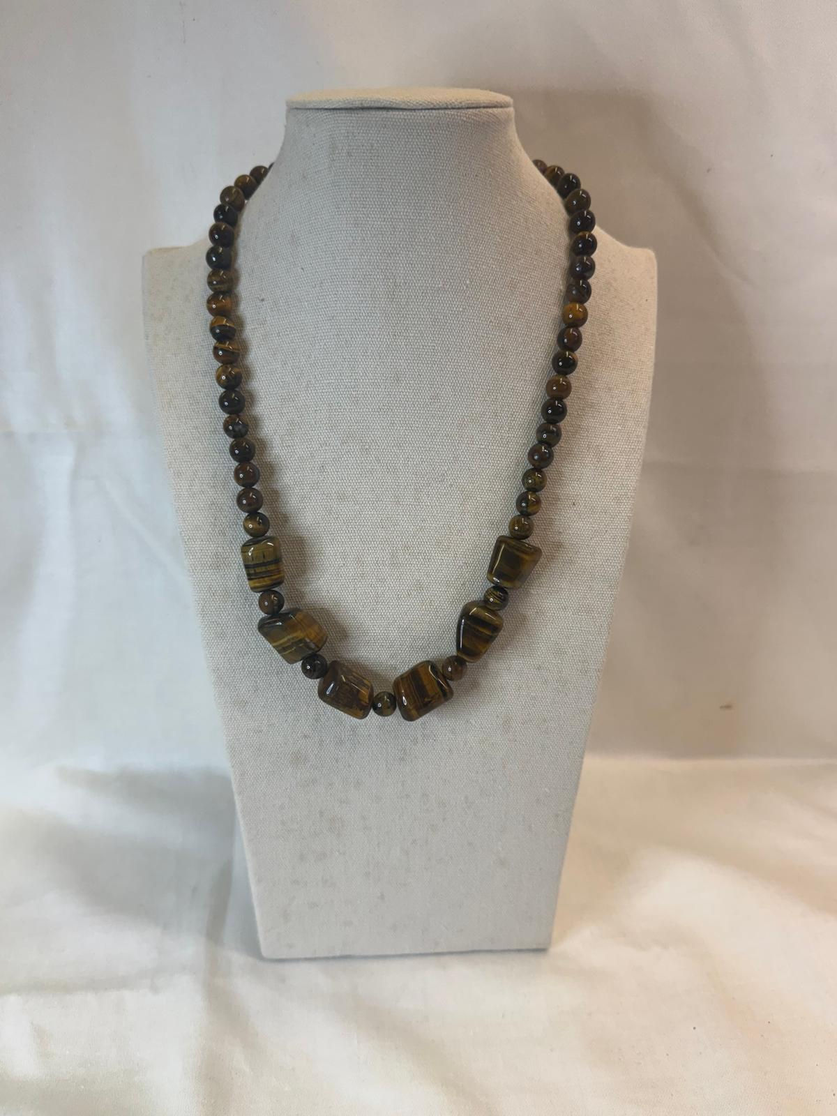 Natural Chunky Tigers Eye Gemstone Necklace
