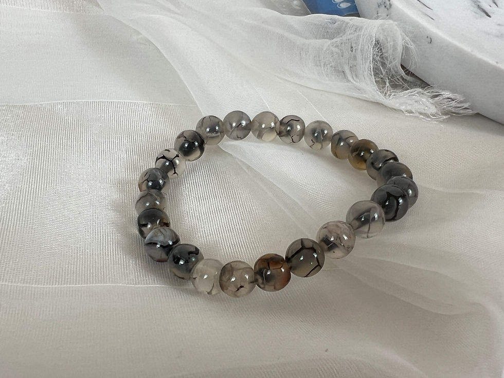 Thumbnail: Handmade Natural Dragon Vein Agate Gemstone Bracelet