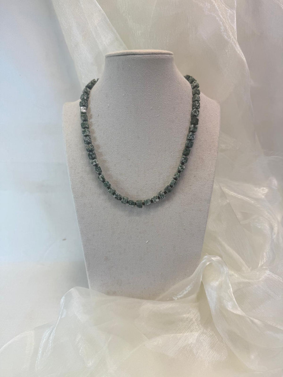 Thumbnail: Moss Agate Cube Necklace with Magnetic Clasp