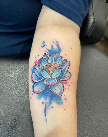 Color tattoo, floral tattoo, water color tattoo