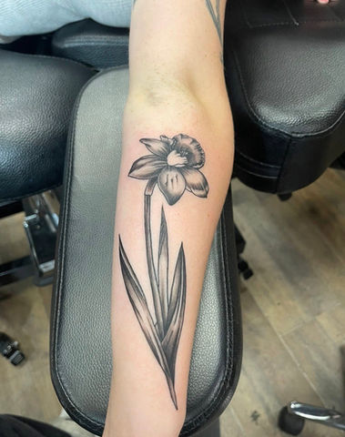 Black & grey tattoo, floral tattoo