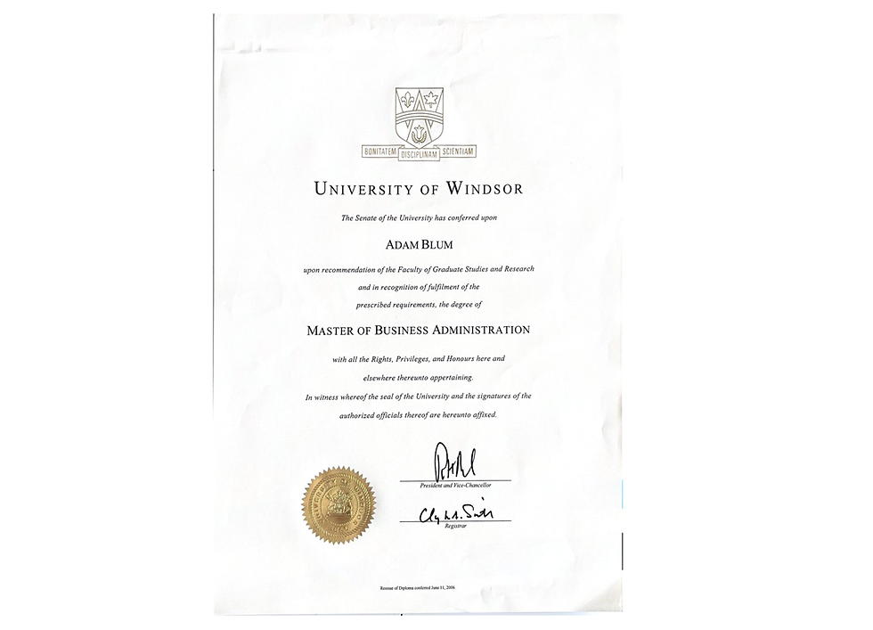 Adam Blum, MBA University of Windsor