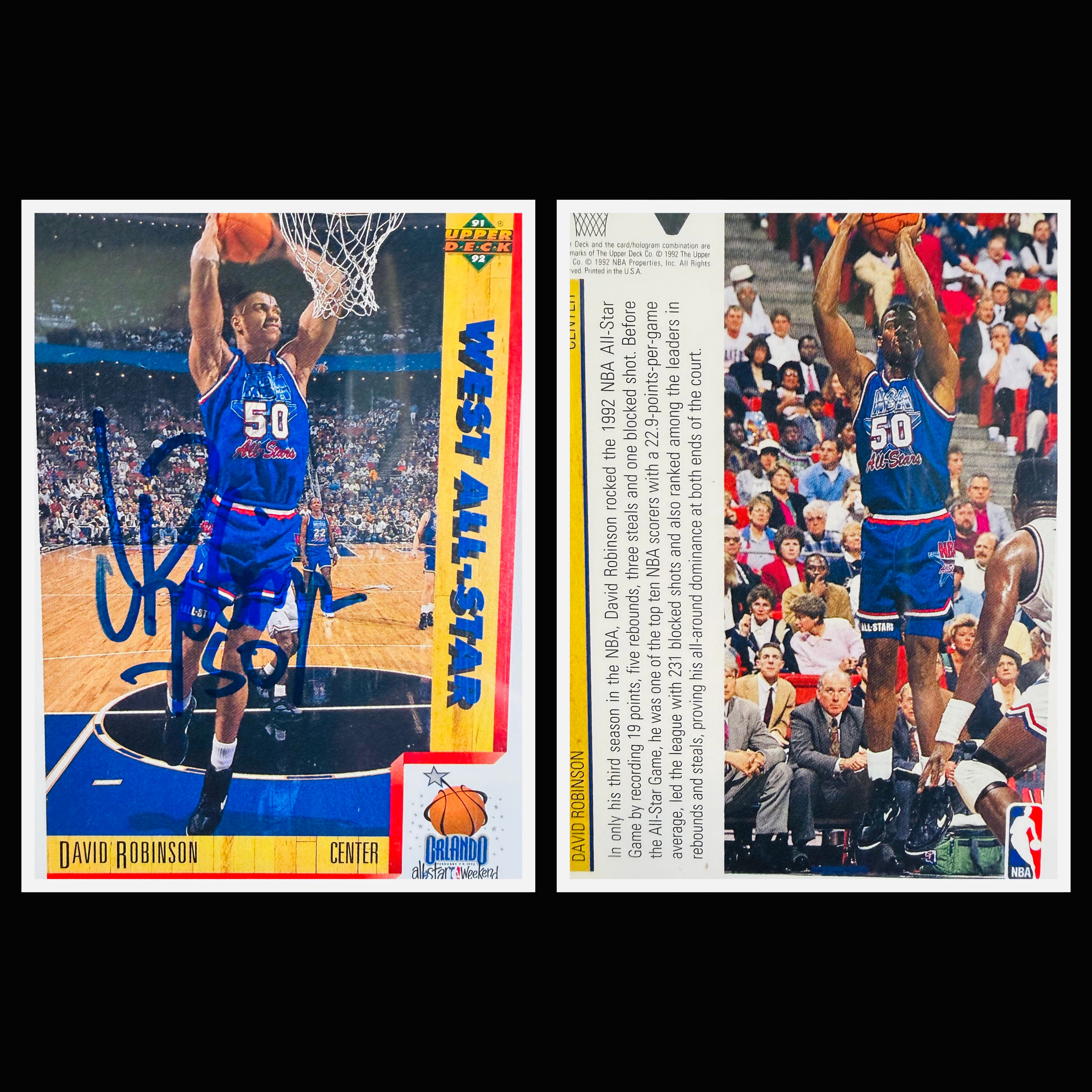 DAVID ROBINSON AUTOGRAPHED (NO COA) 1992 UPPER DECK NBA CARD. ALL STAR