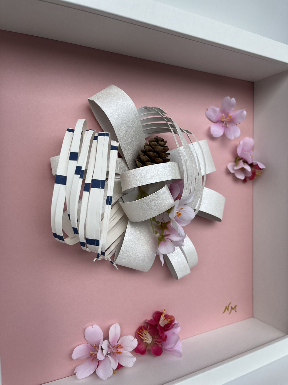 Thumbnail: Sustainable ArtEssence wall art featuring faux cherry blossoms and pinecone , perfect for unique inter