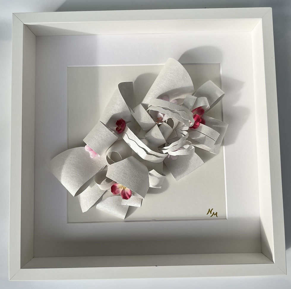 Thumbnail: Luxury paper flower wall art made from sustainable wallpaper with sculptural folds and delicate floral details