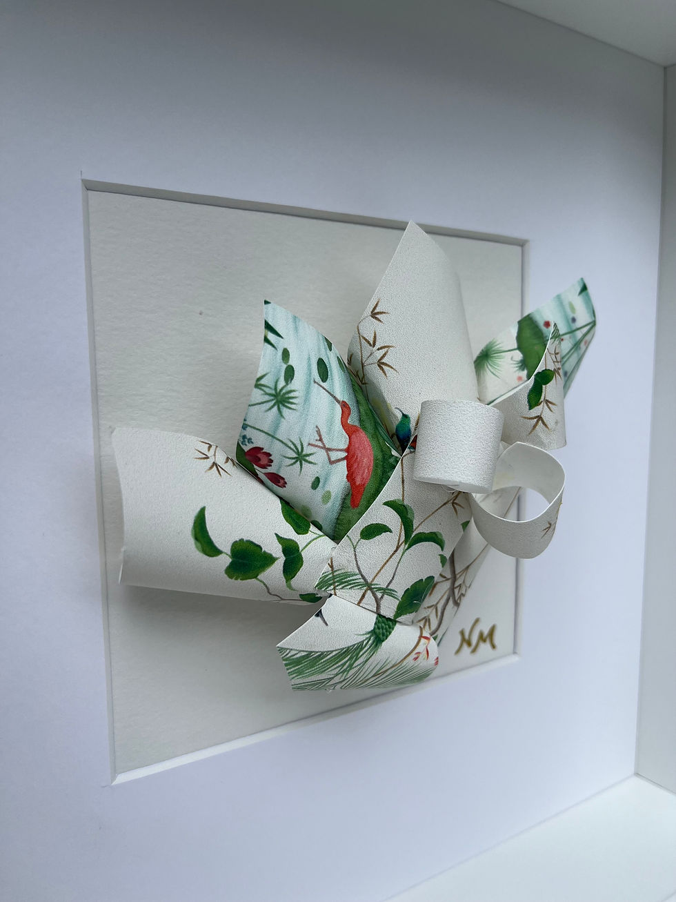 Luxury 3D wall art with tropical birds and botanical design for statement interiors.
