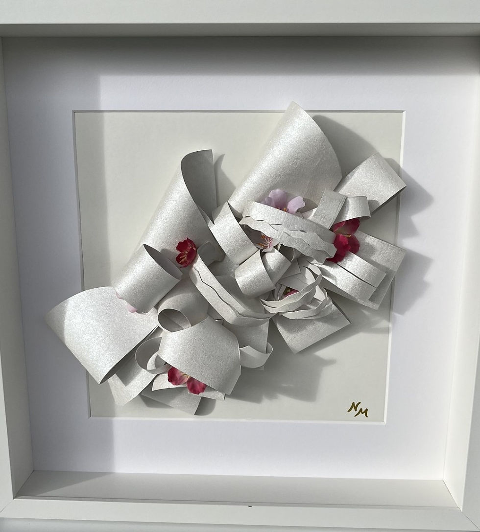 Thumbnail: ArtEssence Original 3D paper art  – floral sculpture made from sustainable wallpaper for upscale interiors and curated spaces