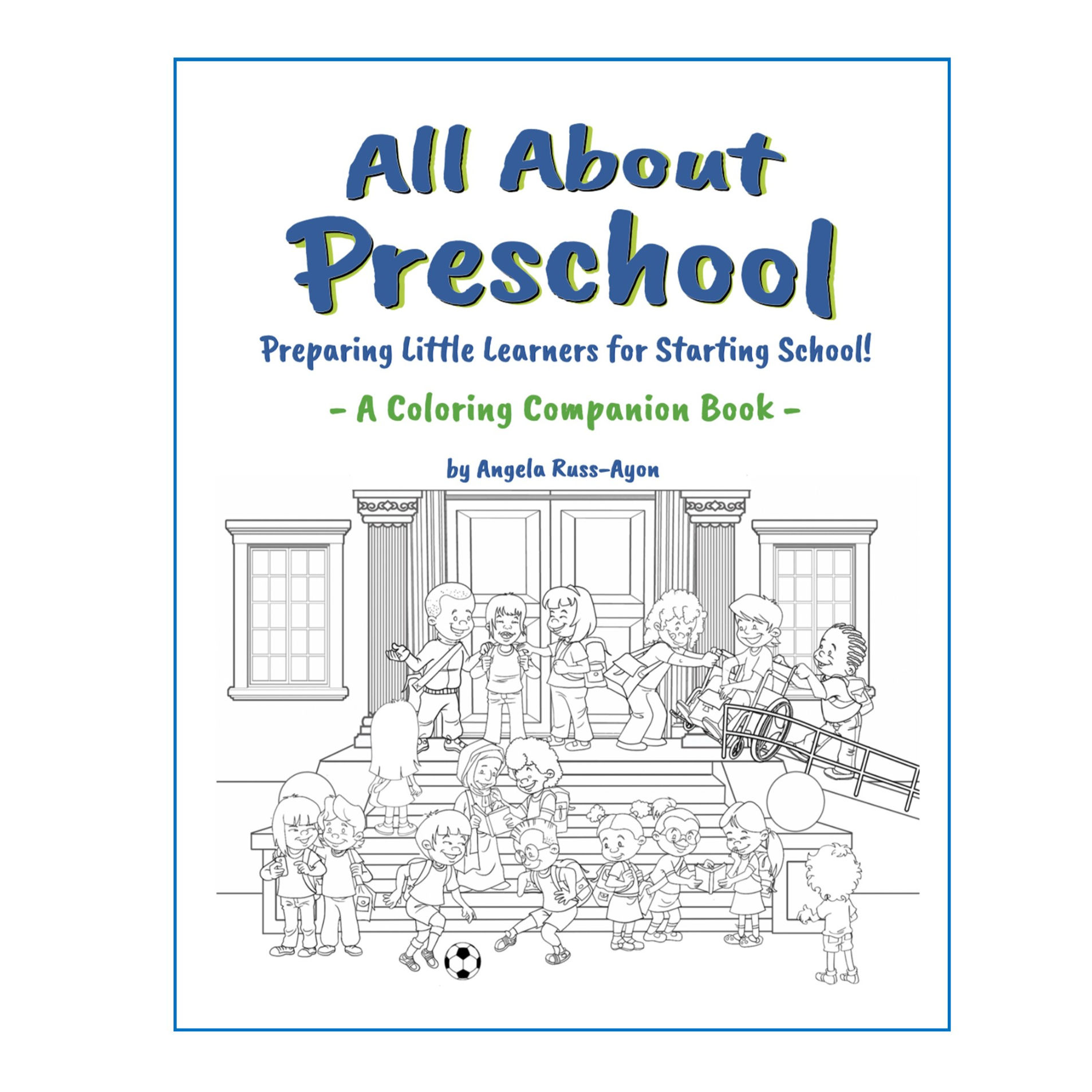 All About Preschool: 32-Page Coloring Book (Black & White)