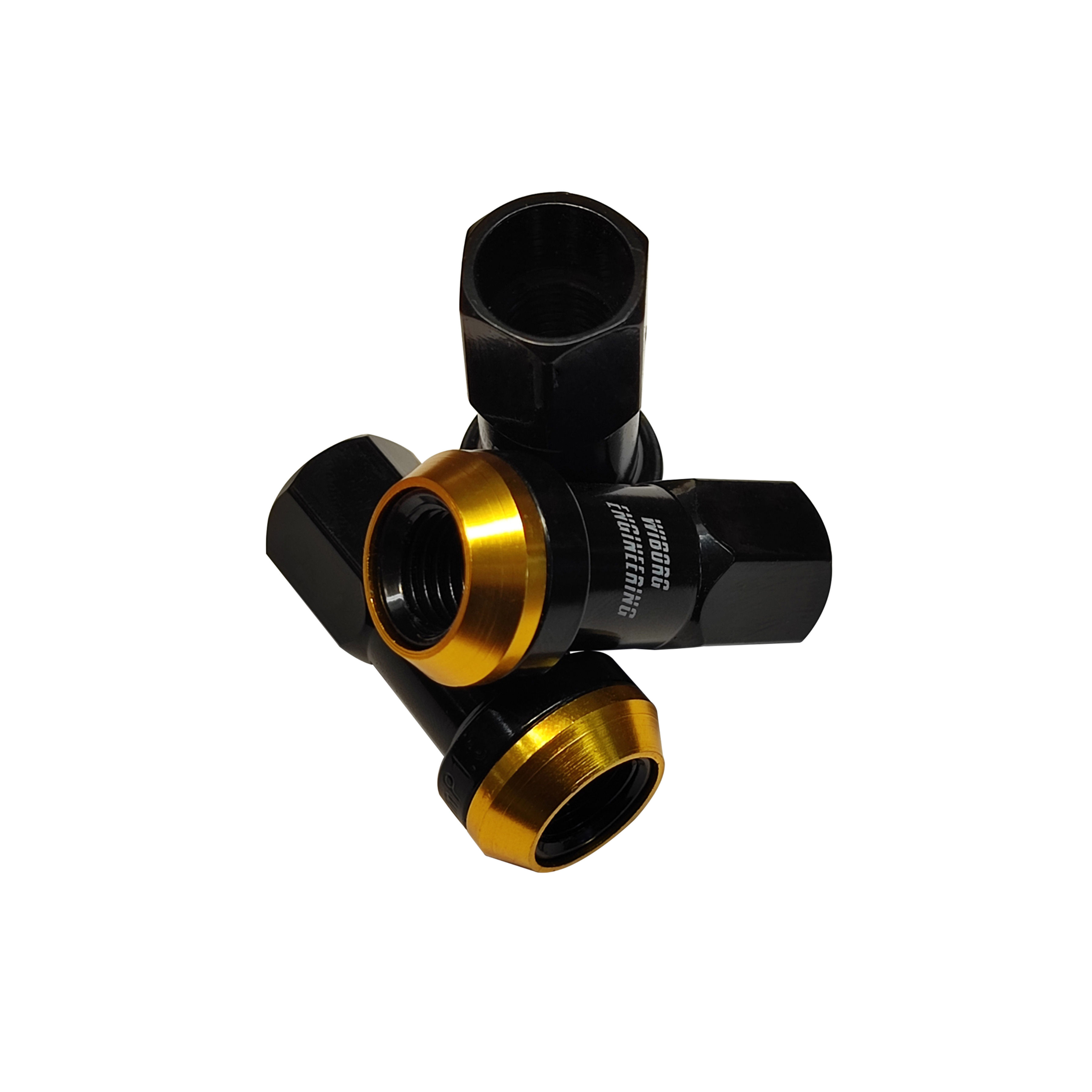 20x Wheel Nuts - Racing M12x1.5mm - Black/Gold