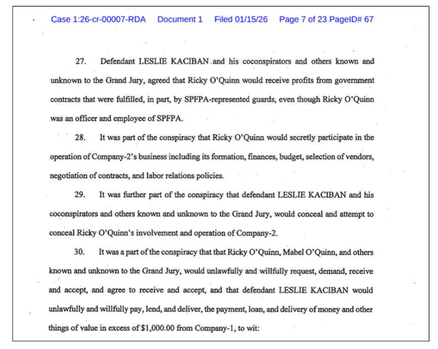 Former SPFPA VP @ Large Rick O'Quinn & His Wife Plead Guilty in a Scheme to Provide & Receive Prohibited Labor Payments