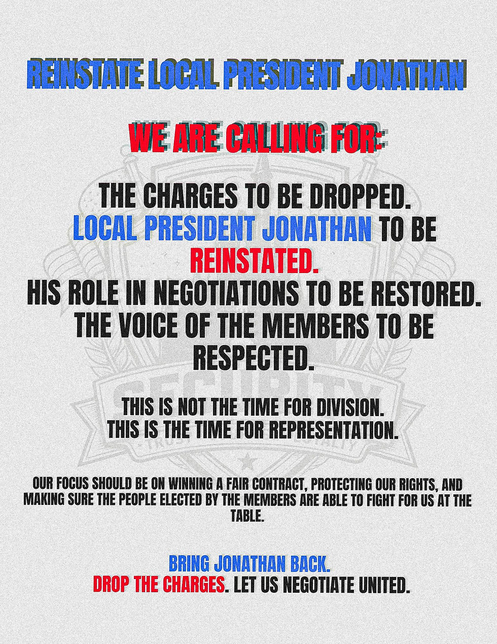 A Message to SPFPA Pres. David L Hickey from Disneyland SPFPA Local 1955 Members: REINSTATE LOCAL PRESIDENT JONATHAN!