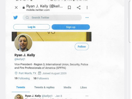 Twitter Post of SPFPA Region 3 Vice President Ryan Kelly displaying a Swastika on his Twitter Account
