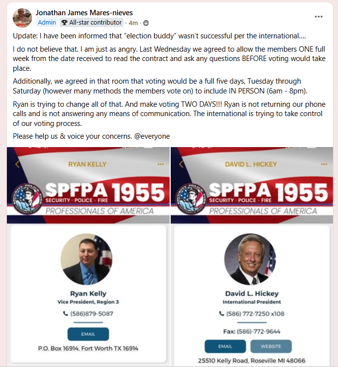 SPFPA Local 1955 Disneyland Facebook post
