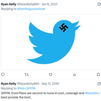 SPFPA Region 3 VP Ryan Kelly Swastika Twitter Post SPFPA #SPFPA #SPFPAUNION