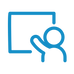 Teacher over whiteboard icon