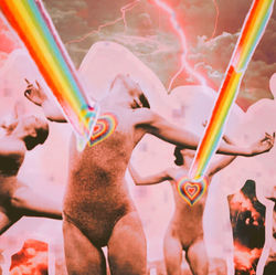 heart rainbows pink fire