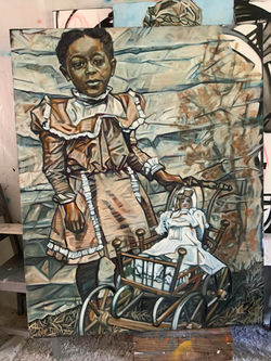 Girl with a baby carriage