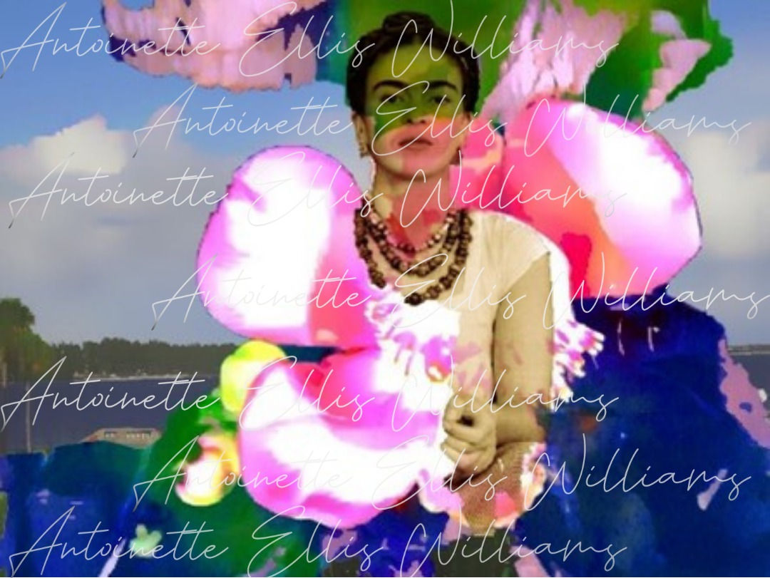 “Flower Warrior”  Digital Collage Postcard
