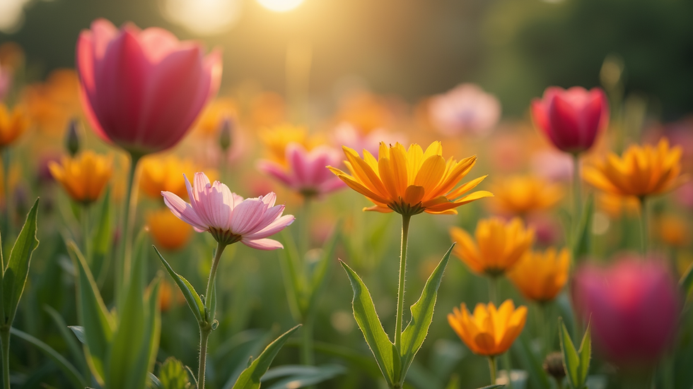 Close-up view of a vibrant garden filled with blooming flowers