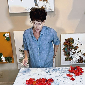 Tonya Trest in Art Studio Floral 3D Art in Red and Blue