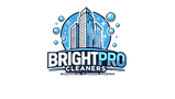 BrightPro Cleaners logo showcasing a sleek, modern design with a sparkling clean aesthetic, emphasizing their professional an