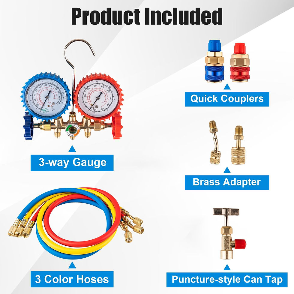 Thumbnail: 3 Way AC Manifold Gauge Set for Automotive & HVAC Systems