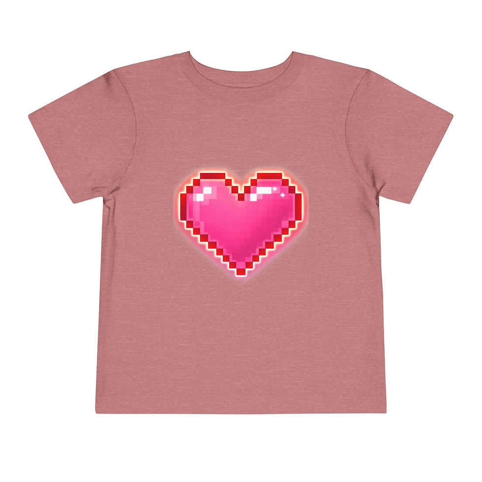 Thumbnail: Pixel Heart Toddler Tee — Cute Pink Retro Gaming Heart T‑Shirt for Kids