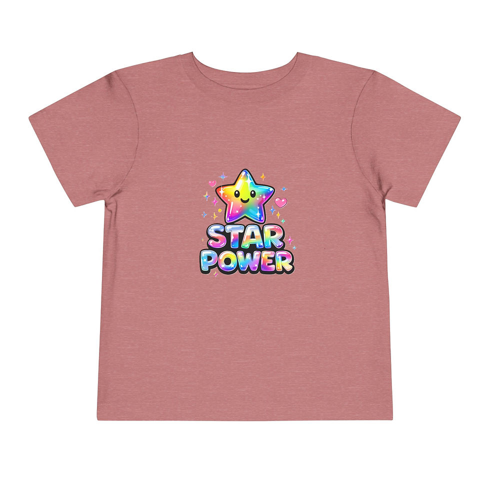 Thumbnail: Toddler Tee — Rainbow 'Star Power' Kawaii Star Graphic