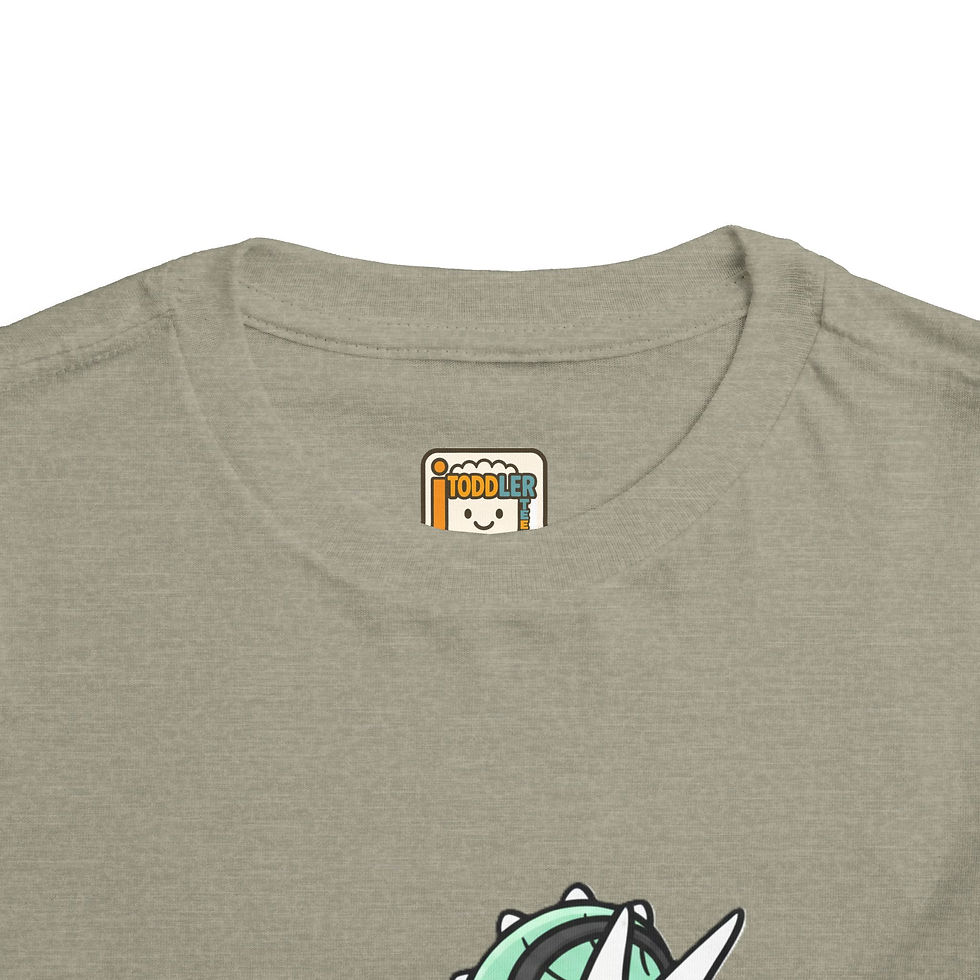 Thumbnail: Toddler T-Shirt — Cute Skateboarding Triceratops with Headphones