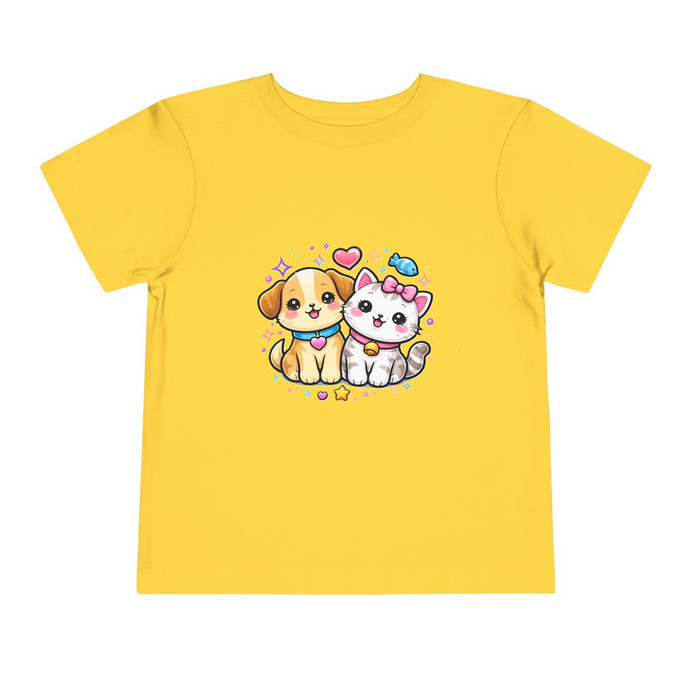 Thumbnail: Toddler Tee — Cute Puppy & Kitten Love Graphic