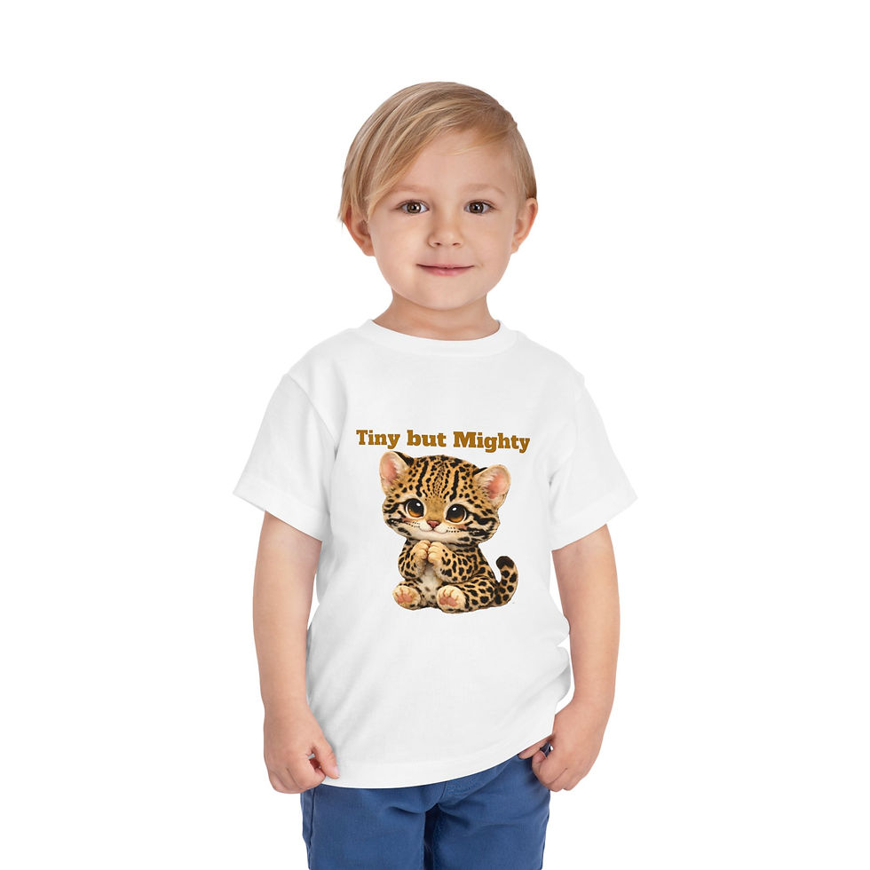 Thumbnail: Tiny but Mighty Toddler Tee — Cute Leopard Cub Short Sleeve Shirt