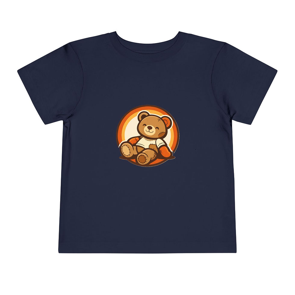 Thumbnail: Teddy Bear Toddler Tee — Cute Retro Plush Graphic Short Sleeve Shirt