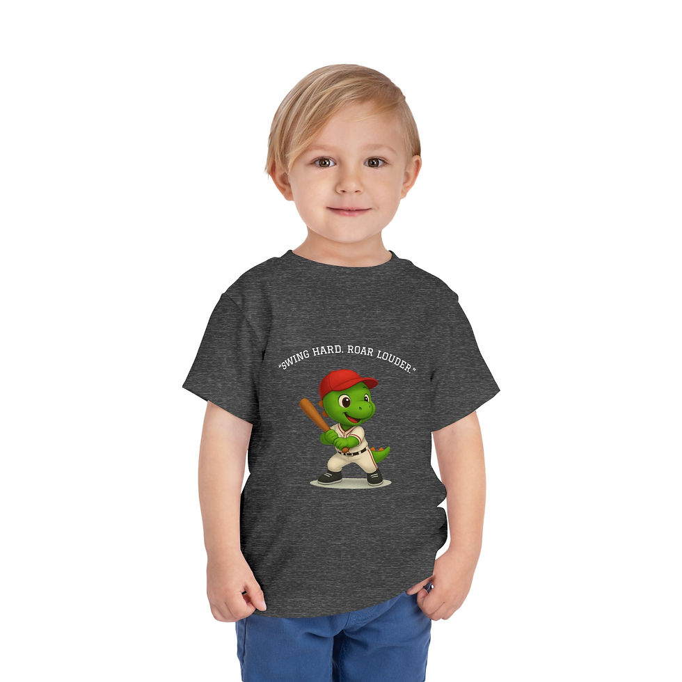 Thumbnail: Toddler Tee — Cute Dino Baseball "Swing Hard, Roar Louder" ⚾🔥