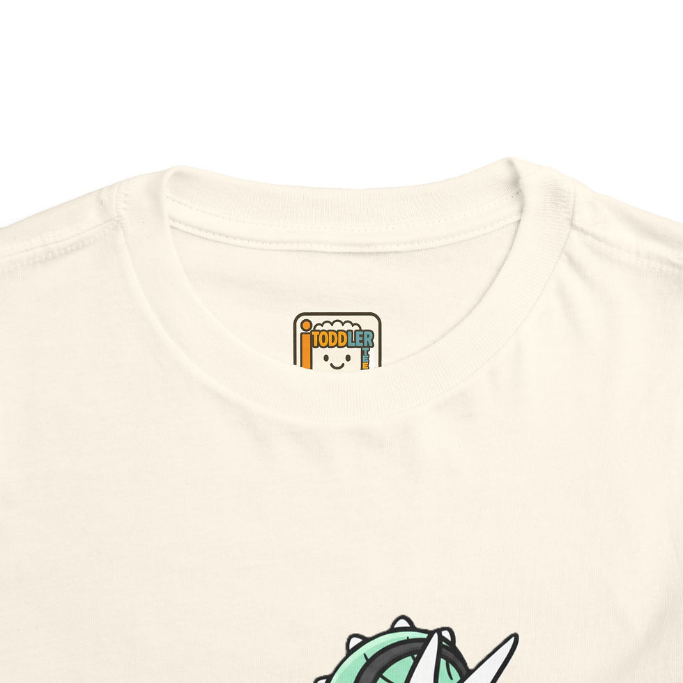 Thumbnail: Toddler T-Shirt — Cute Skateboarding Triceratops with Headphones