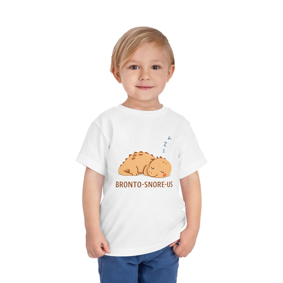 Thumbnail: Toddler Tee — "Bronto-Snore-us" Sleeping Dinosaur Cute Kids Shirt