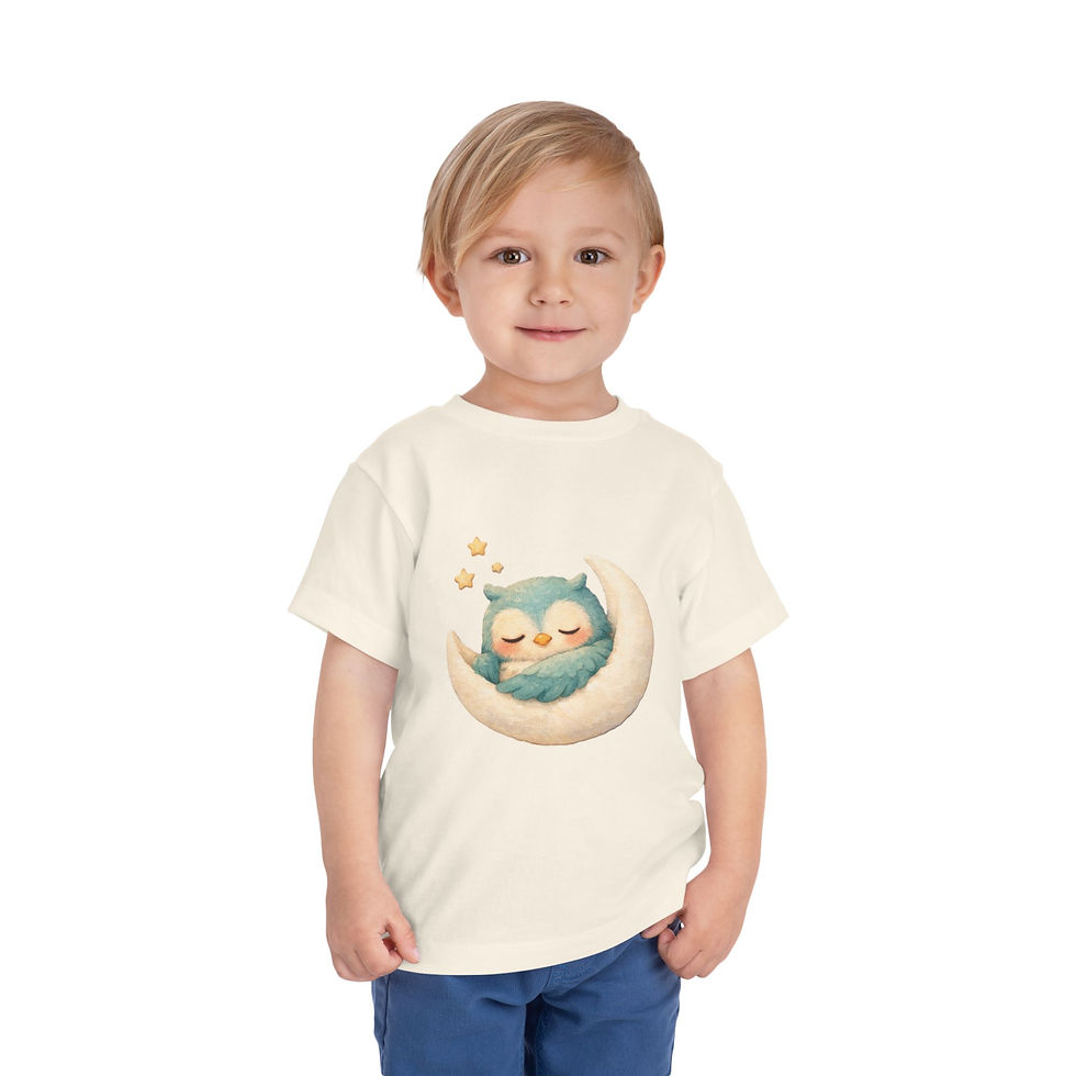 Thumbnail: Sleeping Owl Moon Toddler Tee — Cute Nursery Sleepy Owl Shirt